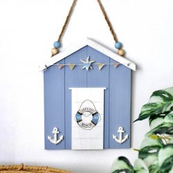 BLUE LIFE RING BEACH HUT HANGING DECORATION